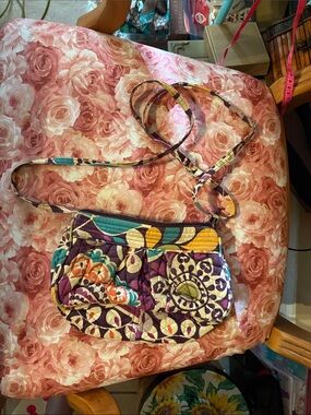 Vera Bradley Quilted Floral Patchwork Crossbody in Purple, Teal, and Yellow